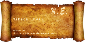 Mikics Ervin névjegykártya